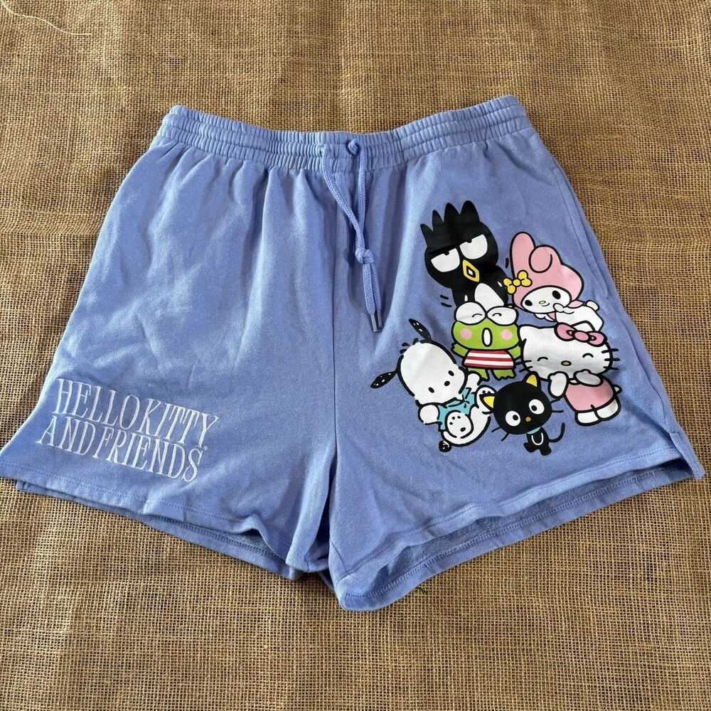 Hello Kitty and Friends Woman's Cotton Blend Blue Sleep/Lounge Shorts Large